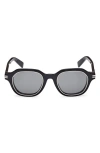 Zegna 49mm Geometric Polarized Sunglasses In Black