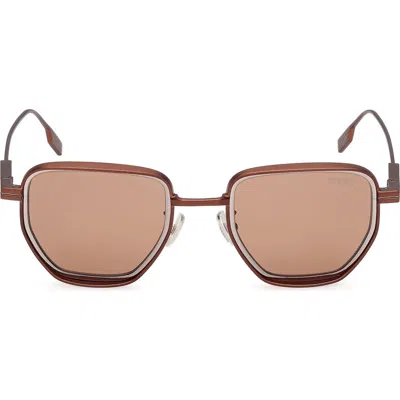 Zegna 49mm Geometric Sunglasses In Brown