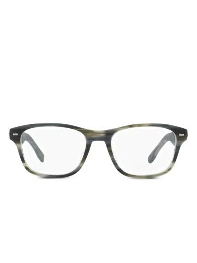 Zegna 5013f Patterned Rectangular Glasses In Green
