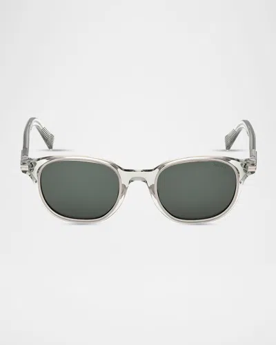 Zegna 50mm Acetate Round Sunglasses In White