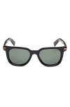 Zegna 50mm Polarized Geometric Sunglasses In Black