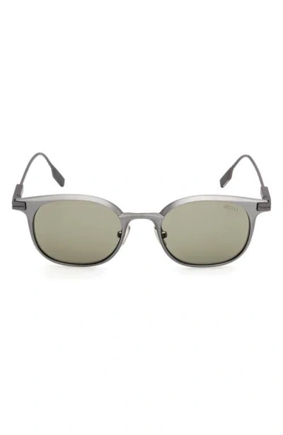 Zegna 50mm Round Sunglasses In Gray