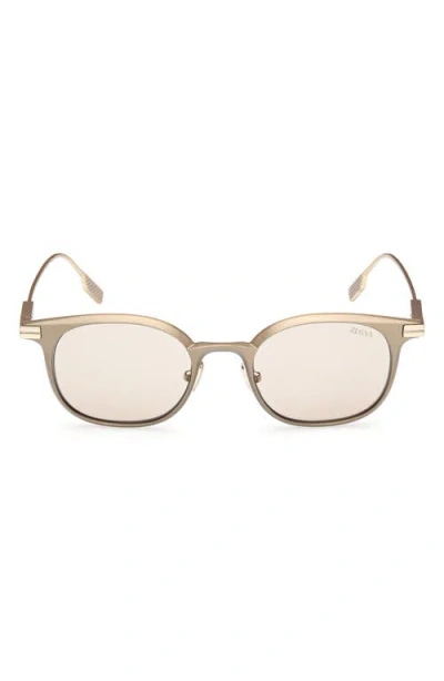 Zegna 50mm Round Sunglasses In Gold
