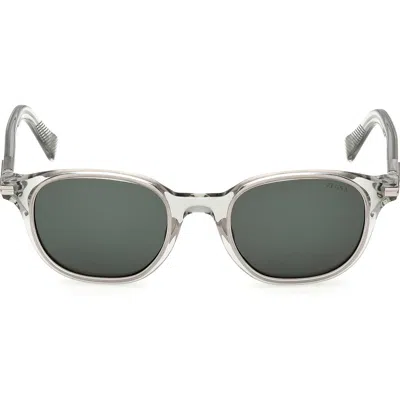 Zegna 50mm Round Sunglasses In Green