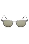 Zegna 50mm Round Sunglasses In Light Silver/gunmetal/green