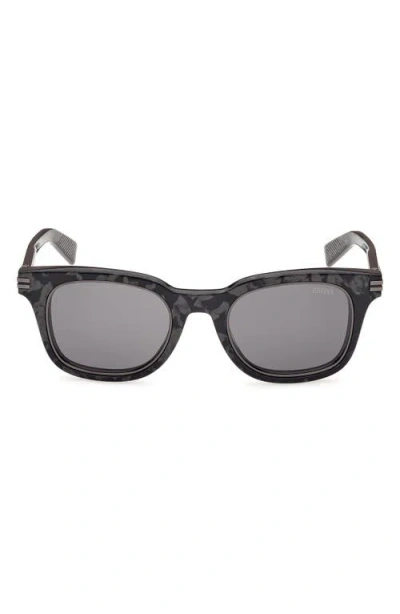 Zegna 50mm Rounfd Sunglasses In Black