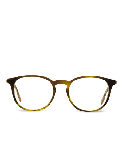Zegna 5125 Round-frame Keyhole-bridge Glasses In Brown