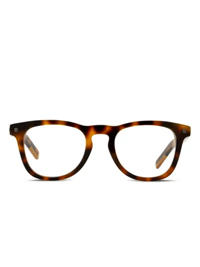 Zegna 5137 Keyhole-bridge Rectangular Glasses In Brown
