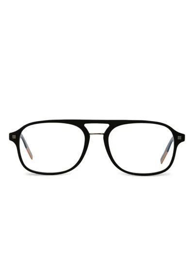 Zegna 5137 Rectangular Double-bridge Glasses In Black