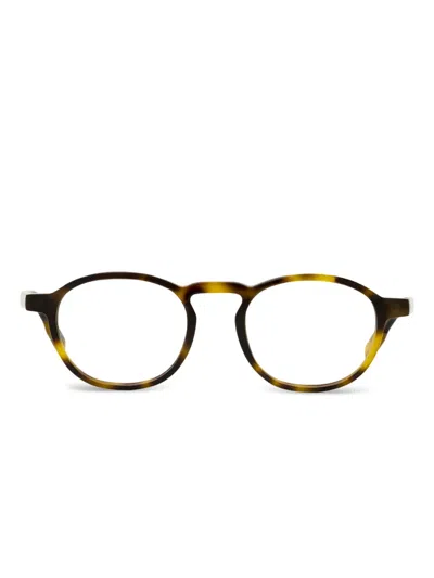 Zegna 5144 Keyhole-bridge Round Glasses In Brown