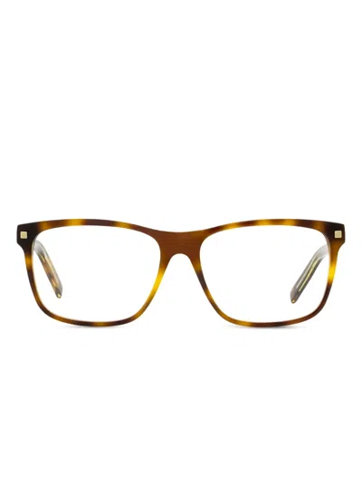 Zegna 5170 Stud-detail Rectangular Glasses In Brown