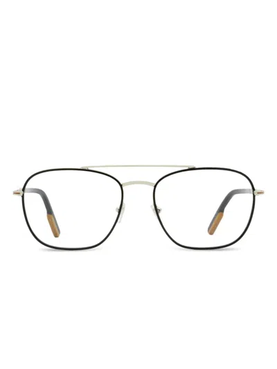 Zegna 5183 Double-bridge Rectangle Glasses In Metallic