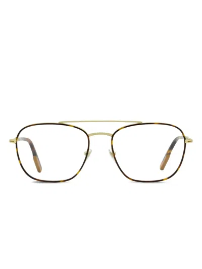 Zegna 5183 Double-bridge Rectangle Glasses In Brown