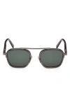 Zegna 51mm Geometric Polarized Sunglasses In Grey/other/green