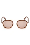 Zegna Men's 51mm Geometric Metal Sunglasses In Transparent Brown Roviex