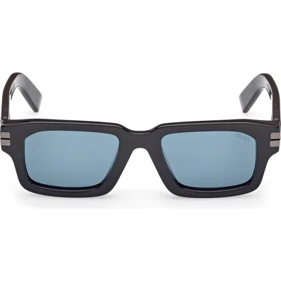 Zegna 51mm Rectangular Sunglasses In Black