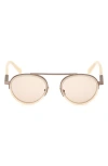 Zegna 51mm Round Sunglasses In Neutral