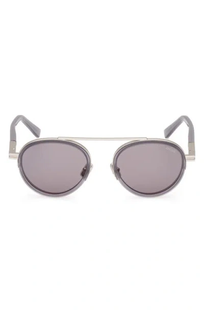 Zegna 51mm Round Sunglasses In Neutral