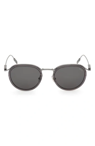 Zegna 51mm Round Sunglasses In Gray
