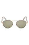 Zegna 51mm Round Sunglasses In Grey / Green