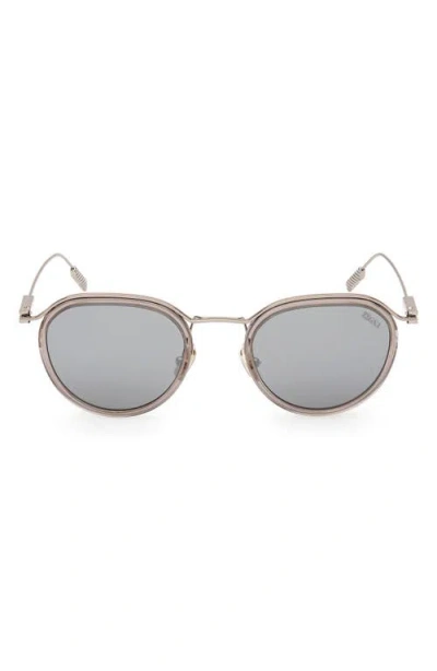 Zegna 51mm Round Sunglasses In Gray