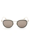 Zegna 51mm Round Sunglasses In Shiny Dark Green