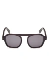 Zegna Aurora Ii Acetate Polarized Sunglasses In Dark Green Polarized Smoke