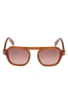 Zegna Aurora Ii Acetate Sunglasses In Shiny Light Brown
