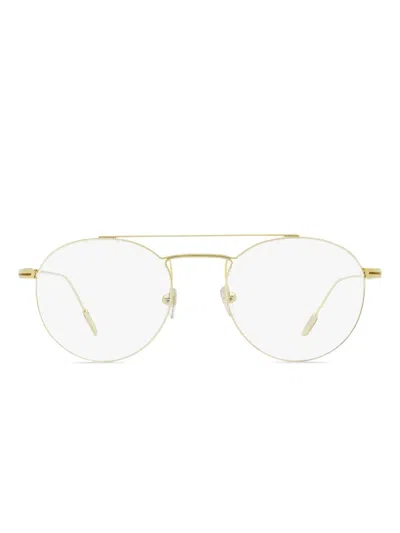Zegna 5218 Double-bridge Round Glasses In Gold