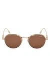 Zegna 52mm Round Polarized Sunglasses In Brown