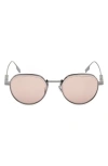 Zegna 52mm Round Polarized Sunglasses In Neutral