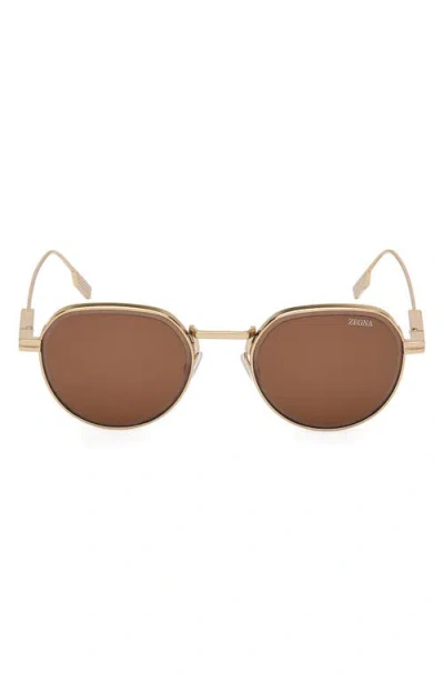 ZEGNA ZEGNA 52MM ROUND POLARIZED SUNGLASSES