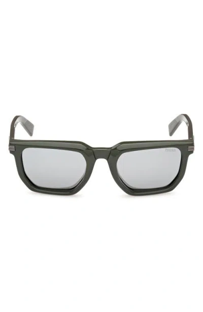 Zegna 54mm Polarized Rectangular Sunglasses In Green