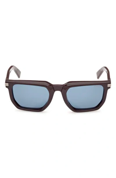 Zegna 54mm Polarized Rectangular Sunglasses In Burgundy