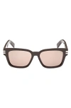 Zegna 55mm Polarized Rectangular Sunglasses In Brown