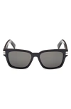 Zegna 55mm Polarized Rectangular Sunglasses In Black