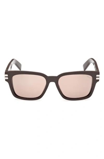 ZEGNA ZEGNA 55MM POLARIZED RECTANGULAR SUNGLASSES