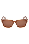Zegna 55mm Polarized Rectangular Sunglasses In Brown