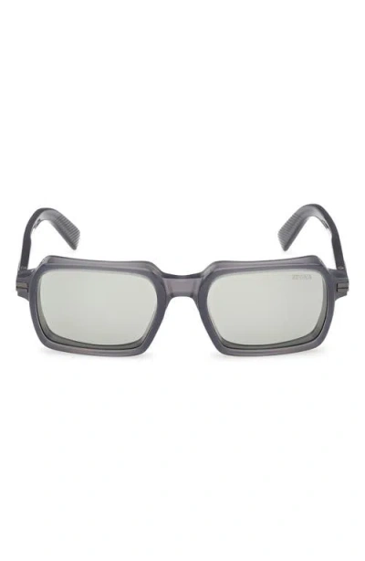 Zegna 55mm Rectangular Polarized Sunglasses In Neutral