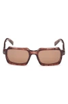 Zegna 55mm Rectangular Polarized Sunglasses In Shiny Transparent Burgundy
