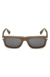 Zegna 55mm Rectangular Sunglasses In Brown