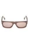 Zegna 55mm Rectangular Sunglasses In Brown