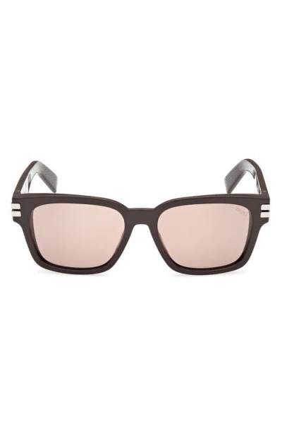 ZEGNA ZEGNA 55MM RECTANGULAR SUNGLASSES