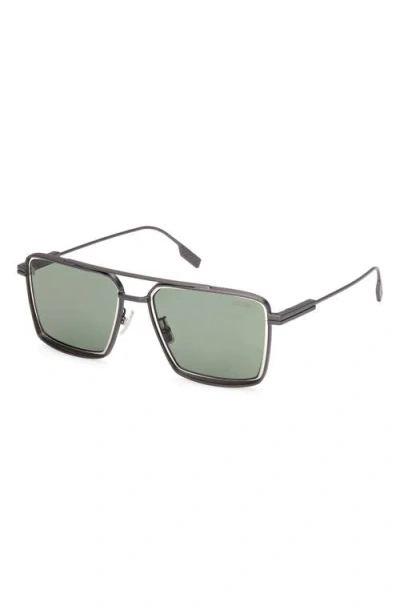 Zegna 56mm Navigator Polarized Sunglasses