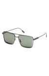Zegna Geometric Frame Sunglasses In Matte Gunmetal/palladium