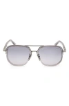 Zegna Men's 59mm Square Metal Sunglasses In Transparent Grey Smoke