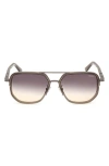 Zegna Men's 59mm Square Metal Sunglasses In Shiny Transparent Khaki
