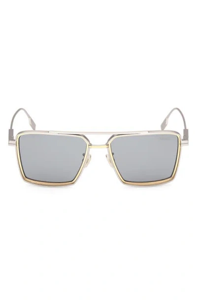 Zegna 56mm Navigator Sunglasses In Blue