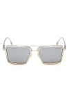 Zegna 56mm Navigator Sunglasses In Blue