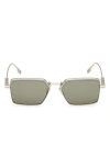 Zegna 56mm Rectangular Polarized Sunglasses In Green